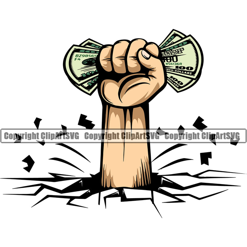 Money In Hand Holding Cash Layer Break Money Stack Spread Black African American 100 Dollar Bill Currency Business Bank Finance Rich Wealthy Clipart SVG