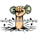 Money In Hand Holding Cash Layer Break Money Stack Spread Black African American 100 Dollar Bill Currency Business Bank Finance Rich Wealthy Clipart SVG