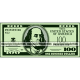 100 USD Money Cash Color Vector Stack Bundle 100 Dollar Bill Currency Clipart SVG