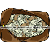 Money Color Bag Color Design Cash Sack Stack Knot Business Bank Finance Rich Wealthy Spread 100 Dollar Bill Currency Clipart SVG