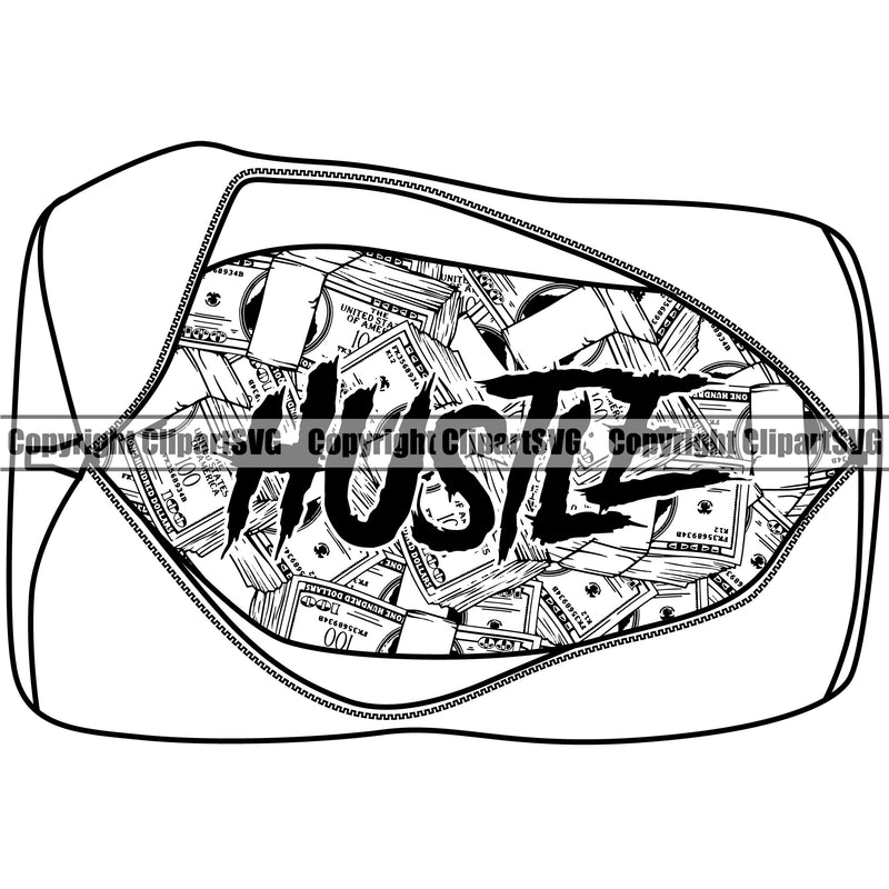 Money Bag Hustle Red Cash Stack Knot Roll 100 Dollar Bill Currency Bundle Spread Marketing Finance Rich Wealthy Clipart SVG