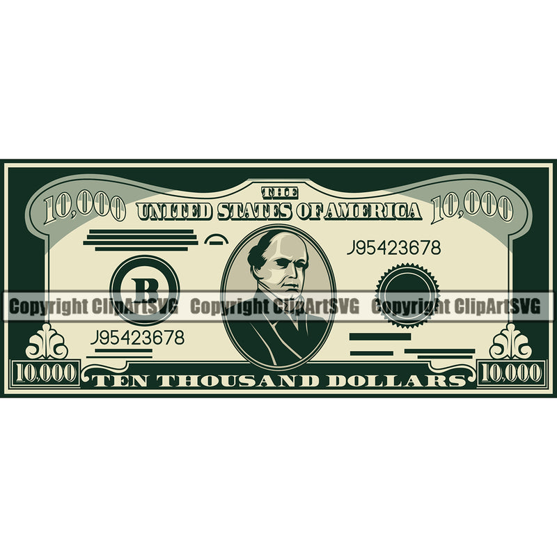 Money Cash Front Design Element Color Brick Spread 10000 Dollar Bill Currency Rich Wealthy Wealth Advertising Advertise Marketing Vector Clipart SVG