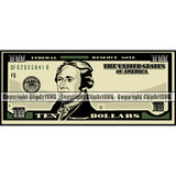 Money Color Design Cash Stack Spread 10 Dollar Bill Currency Bank Finance Rich Wealthy Wealth Advertising Vector Clipart SVG
