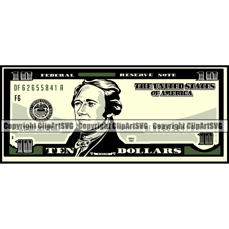 Money Cash Design Color Stack Spread 10 Dollar Bill Currency Bundle Finance Rich Wealthy Wealth Advertising Advertise Marketing Vector Clipart SVG