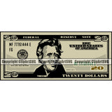 Money Cash Color Design Element Spread 20 Dollar Bill Currency Vector Bank Finance Rich Wealthy Wealth Advertising Advertise Vector Clipart SVG