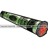 Money Smoke Cigar Color Design Element Blunt Cash Stack Knot Roll Rubberband Bundle Brick Spread Marijuana Pot Joint Smoking Business Bank Finance Rich Wealthy Wealth Vector Clipart SVG