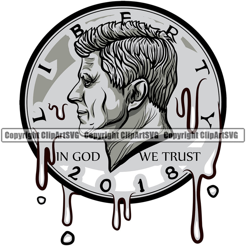 Money Coin 50 Cent Drip Design Element Money Cash Stack Knot Roll Rubberband Bundle Brick Spread Bill Currency Bank Finance Rich Wealthy Wealth Vector Clipart SVG