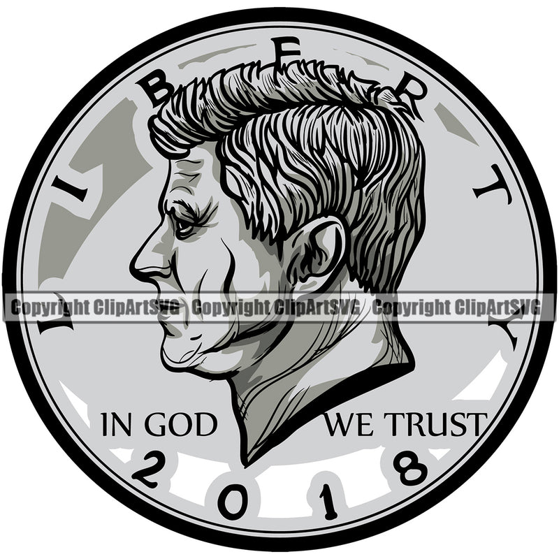 Money Coin 50 Cent Color Design Element Stack Knot Roll Rubberband Bundle Brick Spread Bill Currency Bank Finance Rich Wealthy Wealth Advertising Vector Clipart SVG