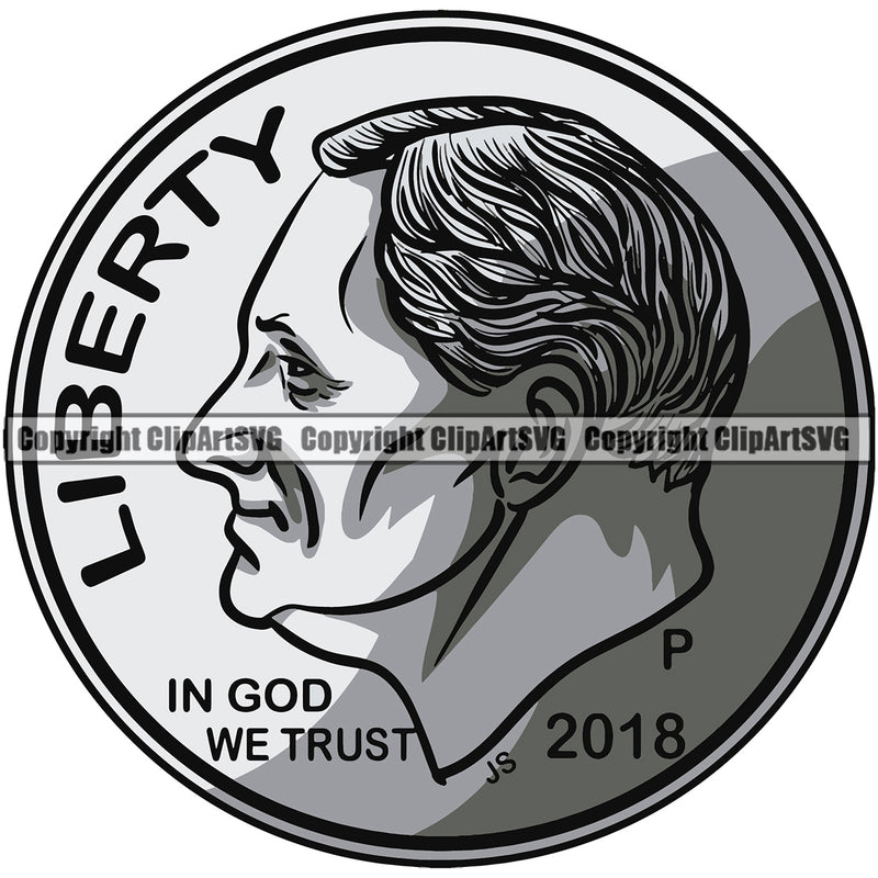 Money Coin Dime Color Design Element Dollar Bill Currency Money Cash Stack Knot Roll Rubberband Bundle Brick Spread Bank Finance Rich Wealthy Wealth Advertising Advertise Vector Clipart SVG