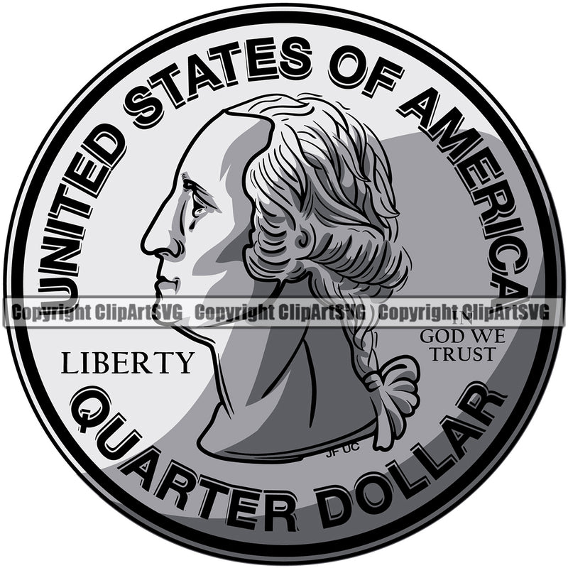 Money Coin Quarter Color Design Element Vector Money Cash Stack Knot Roll Rubberband Bundle Bill Currency Brick Spread Vector Bank Finance Rich Wealthy Wealth Advertising Clipart SVG