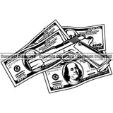 Money With An Gun Design Element 100 Dollar Bill Currency Cash Stack Knot Roll Rubberband Bundle Brick Spread Wealthy Wealth Advertising Advertise Marketing Clipart SVG