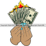 Money In Woman Hand Holding Cash Color Design Element Female White Caucasian Girl Lady Bank Finance Rich Wealthy Wealth Advertising Advertise Clipart SVG