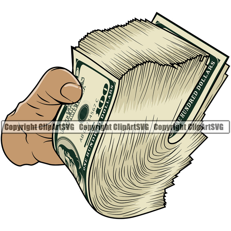 Money In Hand Holding Cash Male Boy Design Element White Caucasian Color Knot Roll Bundle Spread 100 Dollar  Business Bank Finance Rich Wealthy Wealth Advertising Advertise Clipart SVG