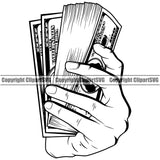 Money In Hand Holding Cash White Caucasian Bundle Brick Spread 100 Dollar Design Bank Finance Rich Wealthy Wealth Clipart SVG