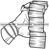 Money In Hand Holding Cash White Caucasian Design Element Bundle Brick Spread 100 Dollar Bill Currency Stack Knot Roll Rubberband Clipart SVG