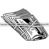 Money Knot Design Cash Stack Knot Roll Rubber Band Bundle Spread Business Bank Finance Rich Wealthy 100 Dollar Bill Currency Advertising Clipart SVG