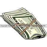 Money Knot Design Cash Stack Knot Roll Bundle Spread 100 Bill Currency Rubber Band Dollar Business Bank Finance Rich Wealthy Wealth Advertising Advertise Clipart SVG