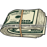 Money Knot Cash Stack Knot Roll Rubber Band Bundle Spread 100 Bill Currency Dollar Business Bank Finance Rich Wealthy Wealth Advertising Advertise Marketing Vector Clipart SVG