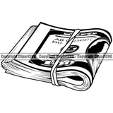 Money Knot Cash Stack Rubber Band 100 Dollar Bill Currency Roll Bundle Spread Bank Finance Rich Wealthy Wealth Advertising Advertise Marketing Clipart SVG