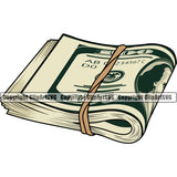 Money Knot Design Cash Stack Knot Roll Brick Rubber Band 100 Dollar Bill Currency Bundle Vector Wealth Advertising Advertise Marketing Clipart SVG