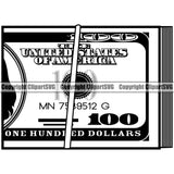 Money Knot Cash Knot Roll Bundle Rubber Band 100 Dollar Bill Currency Stack Business Bank Finance Rich Wealthy Clipart SVG
