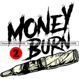 Money With An Logo Cigar Blunt Cash Stack Knot Roll Rubberband Bundle Brick Spread 100 Dollar Bill Currency Business Bank Finance Rich Wealthy Wealth Vector Clipart SVG