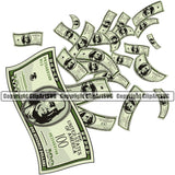 Money With An Raining Color Design Element Money Cash Stack Knot Roll Rubberband Bundle Brick Spread 100 Dollar Bill Currency Bank Finance Rich Wealthy Wealth Advertising Vector Clipart SVG