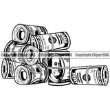Money Cash Roll Design Stack Knot Roll Bundle Rubber Band Spread 100 Dollar Bill Currency Business Bank Finance Rich Wealthy Wealth Advertising Advertise Vector Clipart SVG