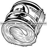 Money Cash Rubber Band Bundle Spread 100 Dollar Bill Currency Business Bank Finance Rich Wealthy Wealth Advertising Advertise Marketing Clipart SVG