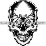 Money Cash Skull Head Stack Knot Bundle Brick Spread 100 Dollar Bill Currency Skeleton Face Eyes Money Cash Finance Rich Wealthy Wealth Clipart SVG