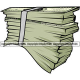 Money Stack Cash Knot Roll Bundle Brick 100 Dollar Bill Currency Rubberband Spread Bank Finance Rich Wealthy Wealth Advertising Advertise Marketing Vector Clipart SVG