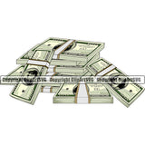 Money Stack Cash Knot Dollar Bill Currency Rubber Band Bundle Brick Spread Business Bank Finance Rich Wealthy Wealth Advertising Advertise Vector Clipart SVG