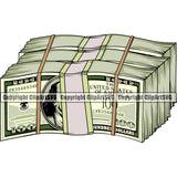 Money Stack Cash Color Design Knot Roll Rubberband Bundle Brick Spread 100 Dollar Bill Currency Element Rich Wealthy Wealth Advertising Advertise Marketing Clipart SVG