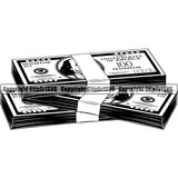 Money Stack Design Element Cash Knot Roll Brick Spread 100 Dollar Bill Currency Rubberband Bundle Bank Finance Rich Wealthy Wealth Advertising Advertise Marketing