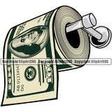 Money With An Toilet Paper Design Element Money Cash Stack Knot Roll Rubberband Bundle Brick Rich Wealthy Wealth Advertising Advertise Vector Clipart SVG