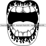 Lips Fire Flames Mouth Design Element Face Mouth Position Head Cartoon Woman Female Girl Lady Mascot Creation Create Art Artwork Creator Business Company Logo Clipart SVG