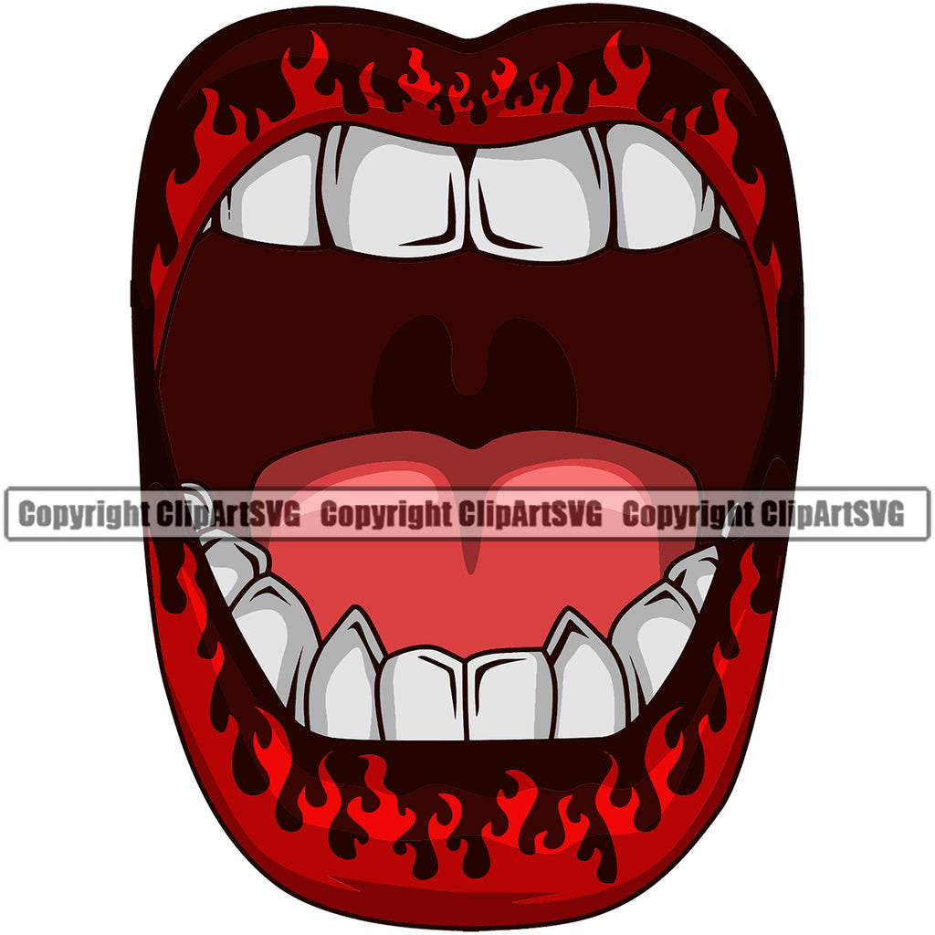 Lips Fire Flames Mouth Design Element Face Color Position Head Cartoon Male Man Boy Character Mascot Creation Create Art Artwork Creator Business Company Logo Clipart SVG