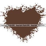 Chocolate Splatter Color Heart Design Element Spilling Drip Dripping Melt Melting Drop Dropping Liquid Vector Clipart SVG