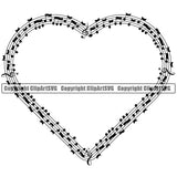 Music Note Piano Key Border Outline Music Notes Lines Heart White Background Design Element Art Logo Clipart SVG