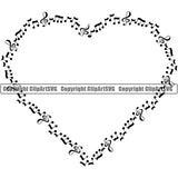 Music Note Piano Key Border Outline Music Notes Scattered Heart Background Design Element Art Logo Clipart SVG