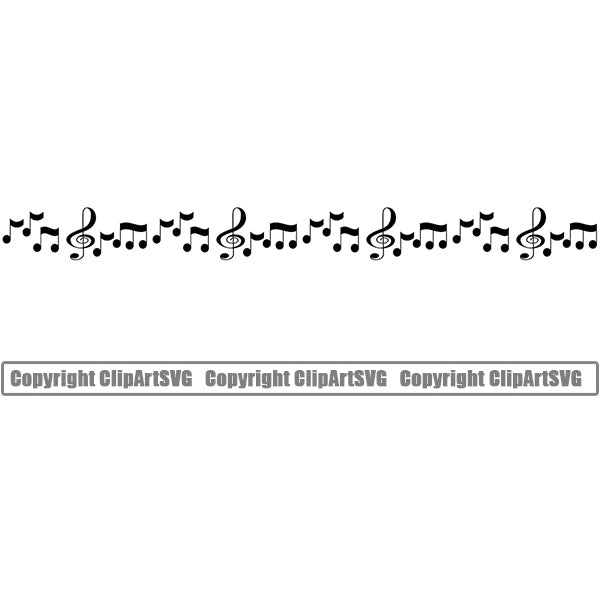 Music Note Piano Key Border Outline Music Notes Scattered Line Straight Background Design Element Art Logo Clipart SVG