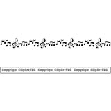 Music Note Piano Key Border Outline Music Notes Scattered Line Straight Background Design Element Art Logo Clipart SVG
