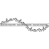 Music Note Piano Key Border Outline Music Notes Scattered Line Wavy Background Design Element Art Logo Clipart SVG