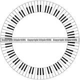 Music Note Piano Key Border Outline White Background Music Piano Keys Out Circle Design Element Art Logo Clipart SVG