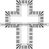 Music Note Piano Key Border Outline Background Music Piano Keys Out Cross Design Element Art Logo Clipart SVG