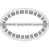 Music Note Piano Key Border Outline Background Music Piano Keys Out Oval Design Element Art Logo Clipart SVG