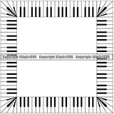 Music Note Piano Key Border Outline Music Piano Keys Out Square Background Design Element Art Logo Clipart SVG