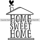 Home Sweet Home Quote Color Vector Heart Symbol Design Element Heart Love Romance Romantic Relationship Logo Family Couple Wedding Clipart SVG