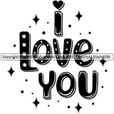I Love You Printable Quote Heart Design Element Love Romance Romantic Relationship Logo Family Couple Wedding Clipart SVG