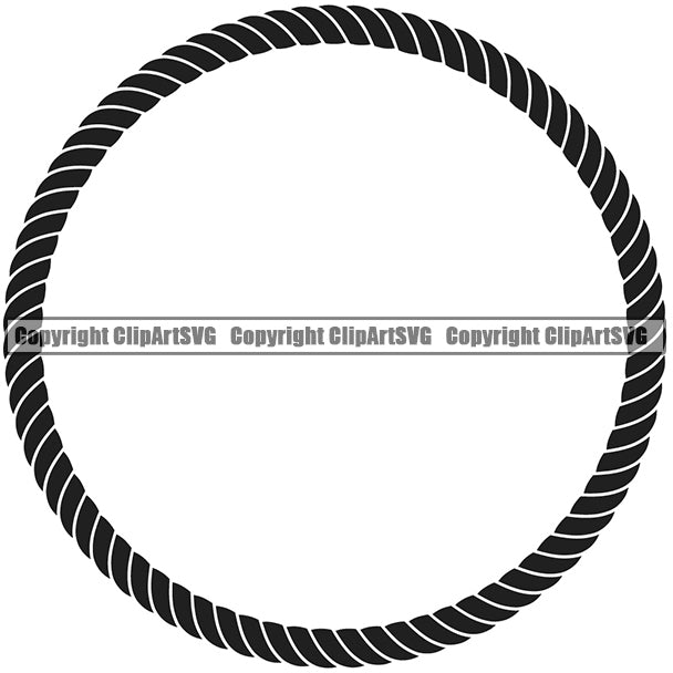 Round Circle Rope Design Element Ropes Nautical Boat Boating Ship Sailor Sailing Ocean Sea Background Captain Fish Sail Fishing Outdoor Border Outline ClipArt SVG